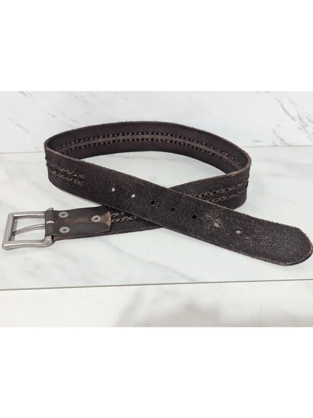BKE Men's Brown Solid Leather Buckle Belt 1 3/4 Wide Size 34